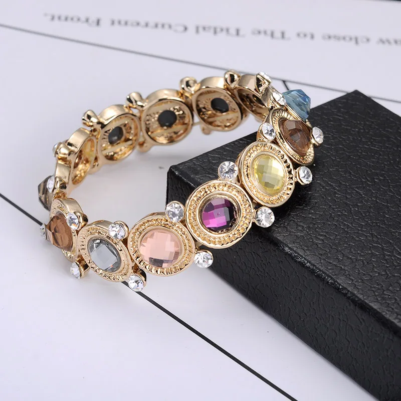 2018 Multi Rainbow Colors Crystal Rhinestone Elastic Bracelet Stretch Wrist Bangle Women Fashion Jewelry Gift | Украшения и