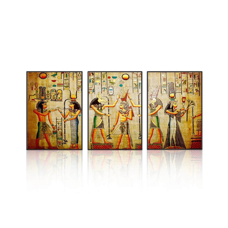 Modular Egypt Poster Canvas Prints Oil Painting 3pcs Ancient Egyptian Picture Framed Figure Mural Room Wall Art Paint Home Decor | Дом и сад