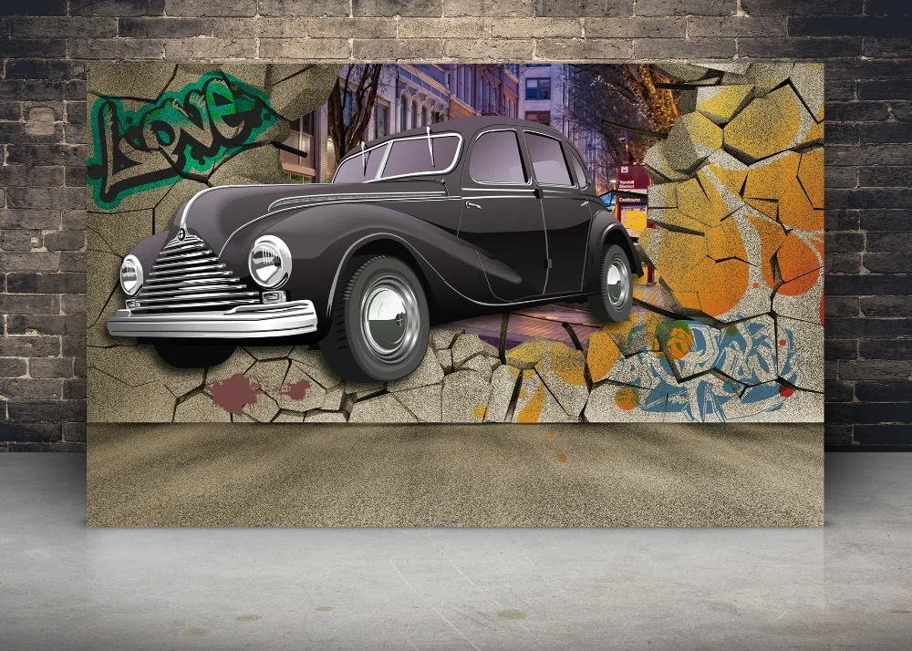 DePhoto 3D Graffiti walls car Photography Backgrounds Vinyl Custom Camera Photographic Backdrops For Photo Studio | Электроника