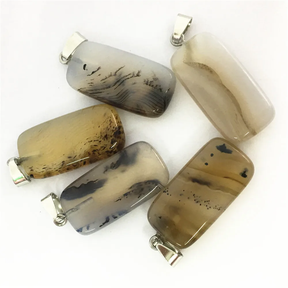 

Gazelle 29*15mm 10Pcs New Fashion Natural Stone Rectangle Pendants Necklace Lot Agates Onyx Marine Chalcedony For DIY Jewelry