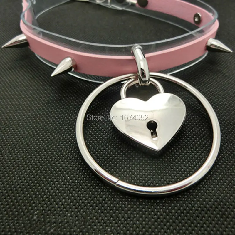 Панк рок готический Харадзюку ручная работа круглый запираемый воротник сердце