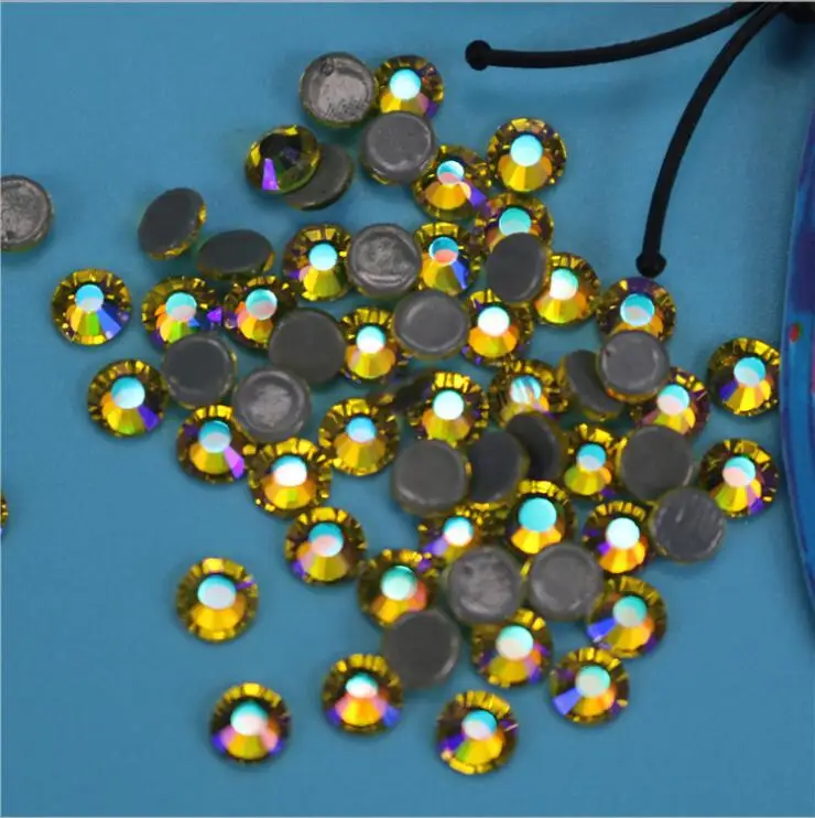 

PEACE citrine&Citrine AB Hot Fix Rhinestone Plating Color Crystal Glass SS3-SS30 Iron On Rhinestone For Clothes Decoration