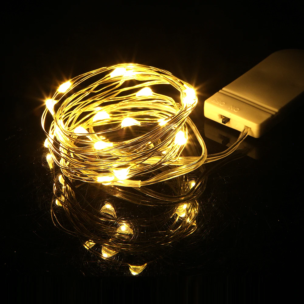 ANTINIYAButton Battery Operated LED String Lights Silver Copper Wire 2M 20LED Fairy Holiday Decoration for Christmas Wedding | Освещение