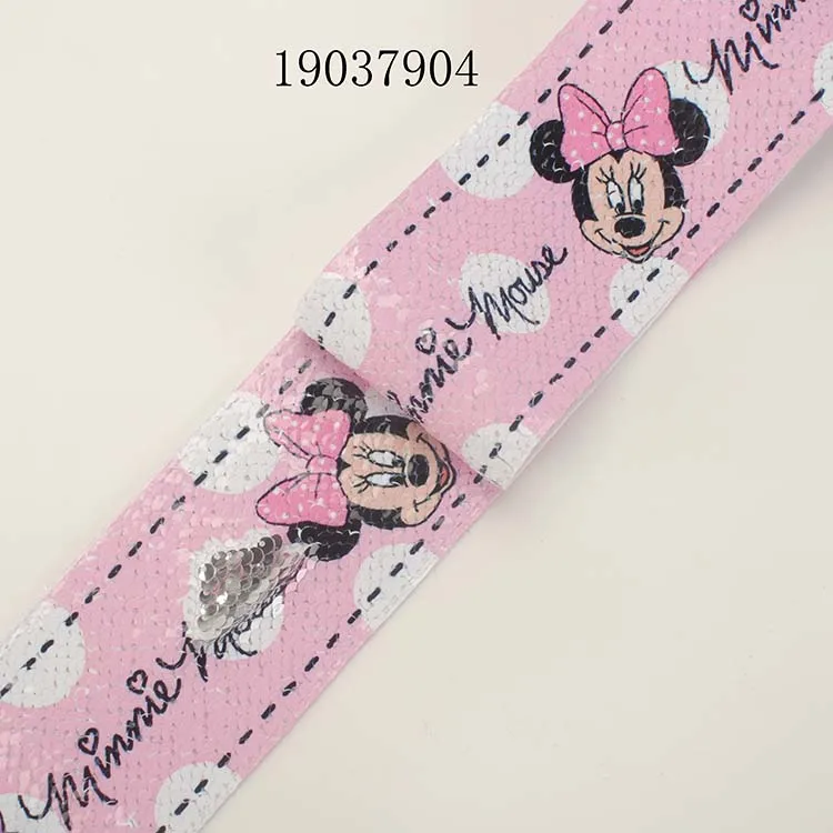 NEW 2 yards 3&quot 75mm mickey mouse sequin ribbon printed cartoon Shiny Glitter | Дом и сад