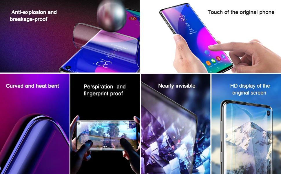 Baseus для samsung Galaxy S10 2 шт 0,15 мм Защитная пленка для samsung S10 S10+ Защитная тонкая мягкая пленка с полным покрытием