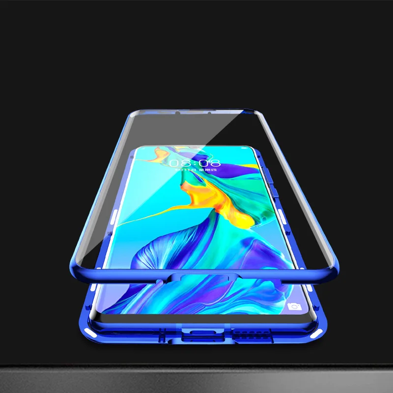 Full Body Protective Magnetic Case For Huawei P30 Pro Transparent Tempered Glass Back Cover P30Pro R-Just |