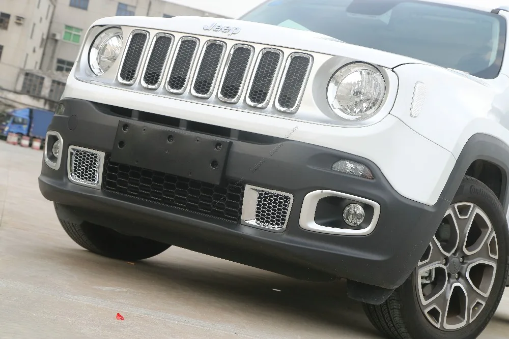 Красный/хром для Jeep Renegade 2016 2017 передний бампер решетка вентиляции аксессуары