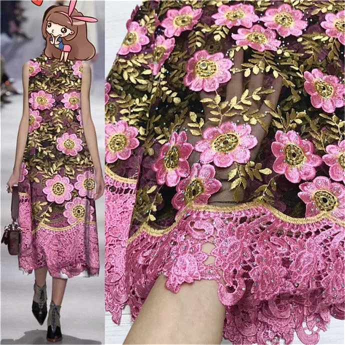 

Новинка 2019, африканская кружевная ткань, персиковая красная ткань, швейцарская вуаль, кружево с крупными камнями, оптовая цена, французское ...