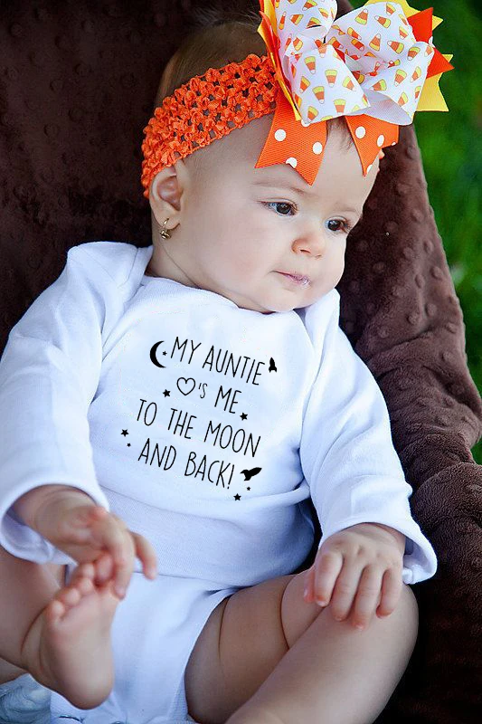 

My Auntie Take Me To The Moon and Back Print Baby Rompers Long Sleeve Newborn Clothing Infant Rompers Toddler Clothes