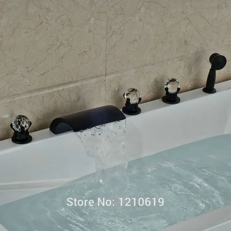 Смеситель для ванной комнаты с креплением на бортике масляной и бронзовой