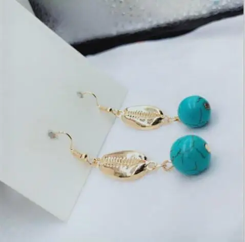 Женские серьги e 1227 Длинные круглые с синими камнями модные аксессуары для