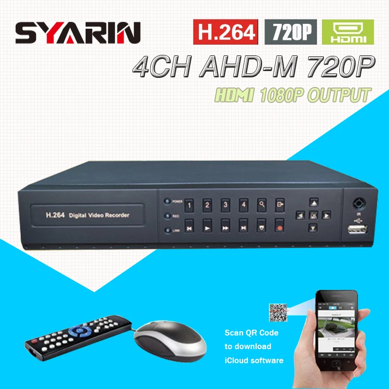 AHD-м 720 P 4ch CCTV Системы DVR видео Регистраторы HDMI 1080 Выход 4 канала для AHD камеры