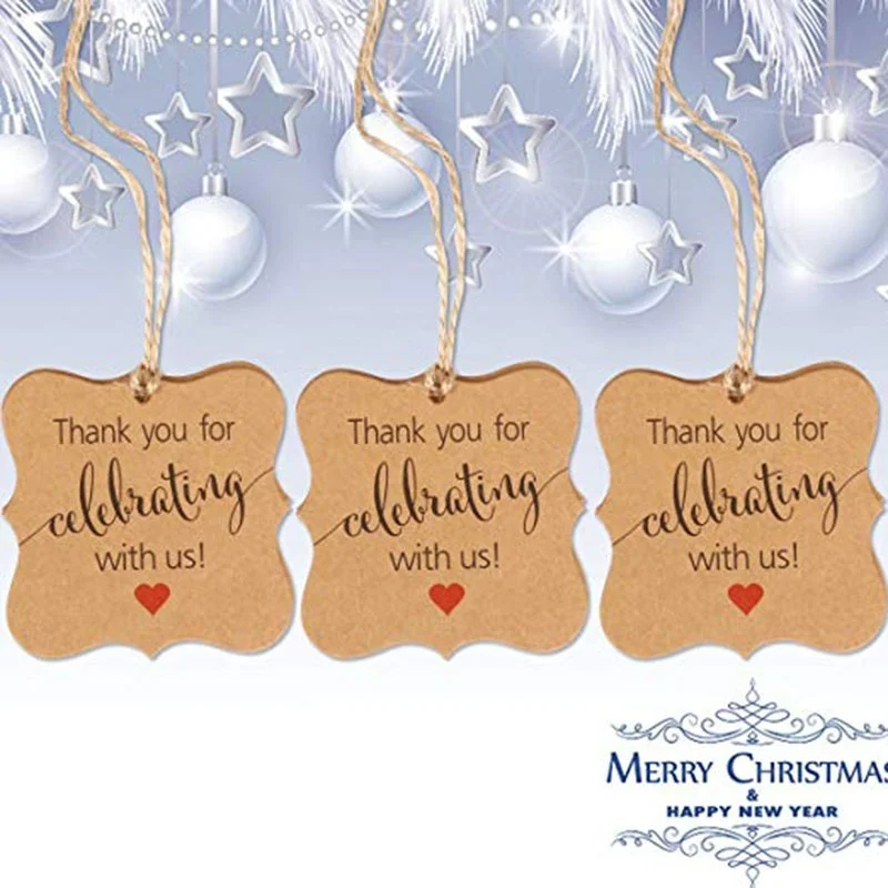 300 шт. белый квадрат этикетки из крафтовой бумаги бумага Спасибо Теги для