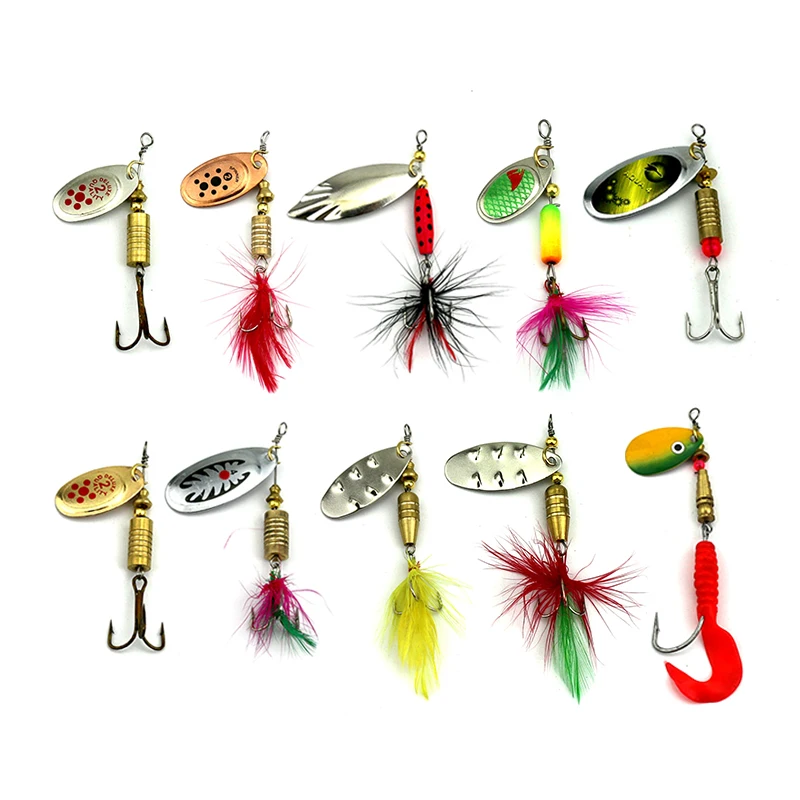 

10pcs/lot Fishing Lure Set Wobbler Spoon Bait Fishing Tackle Winter 4-10g Sequin Artificial Metal Jigging Lure Baits