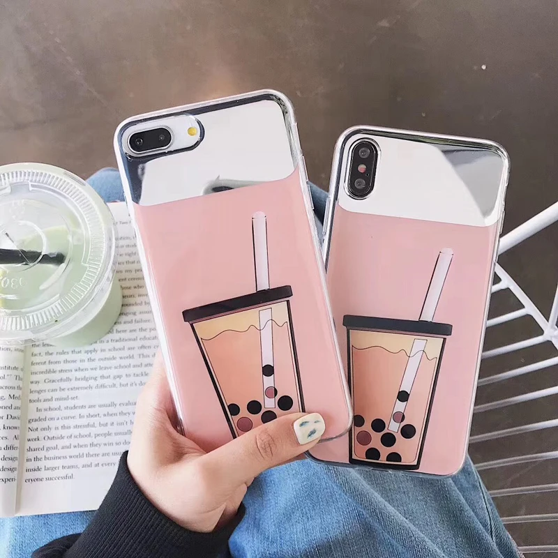 Косметическое зеркало мягкая задняя крышка чехол для телефона iphone 6 6S 7 8 Plus XS X MAX XR