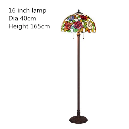 16 inch floor lamp FUMAT Европейский стиль пасторальные розовые стеклянные абажуры торшеры Тиффани Витраж цветок светодиодный напольный светильник для гостиной - Цвет абажура: 16 inch floor lamp