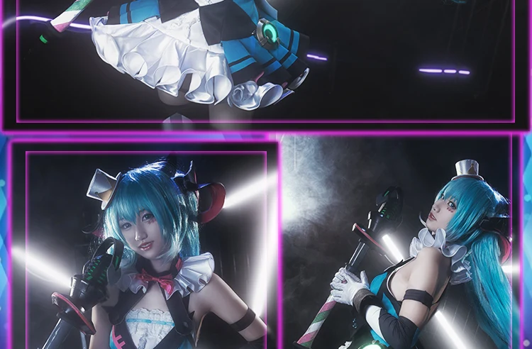 Индивидуальный размер VOCALOID волшебное будущее Хацунэ Мику косплей костюм Mirai Цирк Платье Лолиты форма Хэллоуин аниме одежда