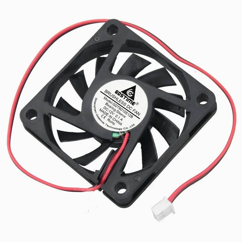 1 шт Gdstime DC 12V 6010s 2 провода 6 см 60 мм x 10 Бесщеточный Охлаждающий вентилятор мм|cooler