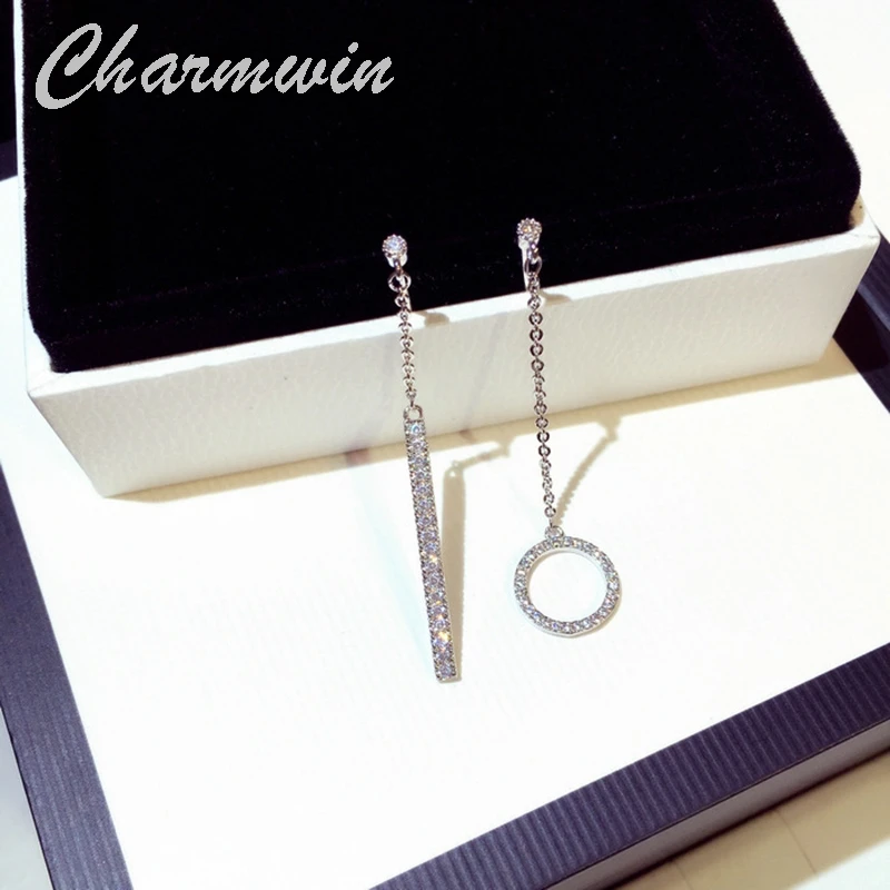 Charmwin длинные модные серьги для женщин подвески со стразами круглые