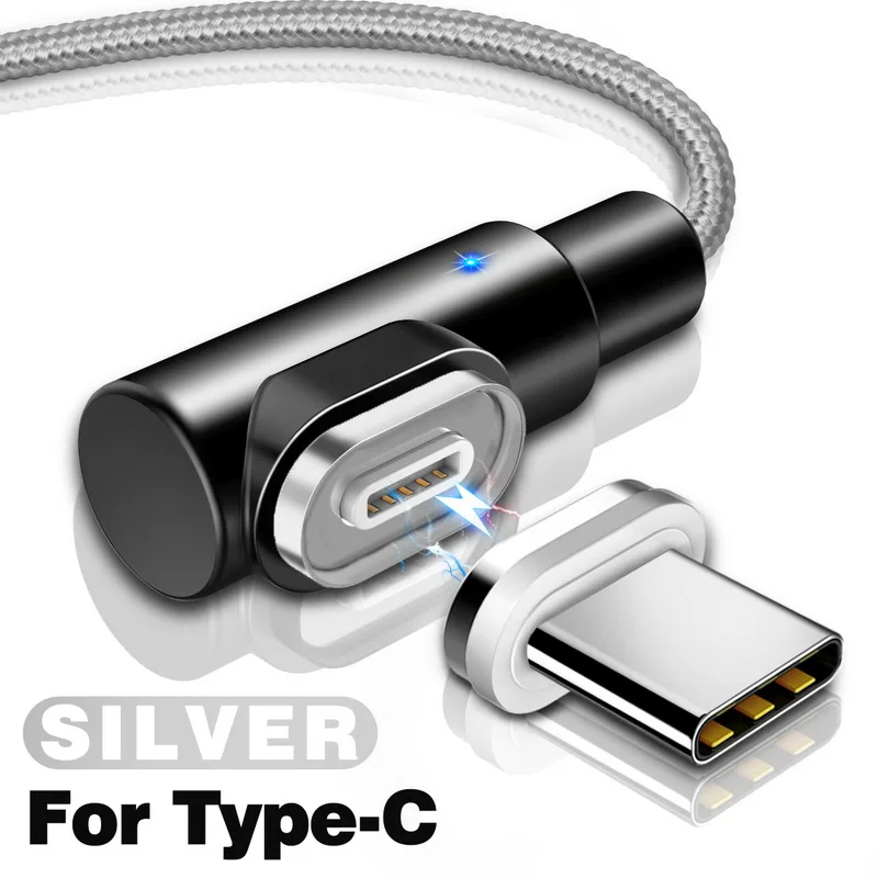 Магнитный кабель GETIHU 2.5A для быстрой зарядки iPhone XS samsung Micro usb type C Quick Charge 3,0 Магнитный шнур для зарядки и передачи данных - Цвет: For Type C Silver
