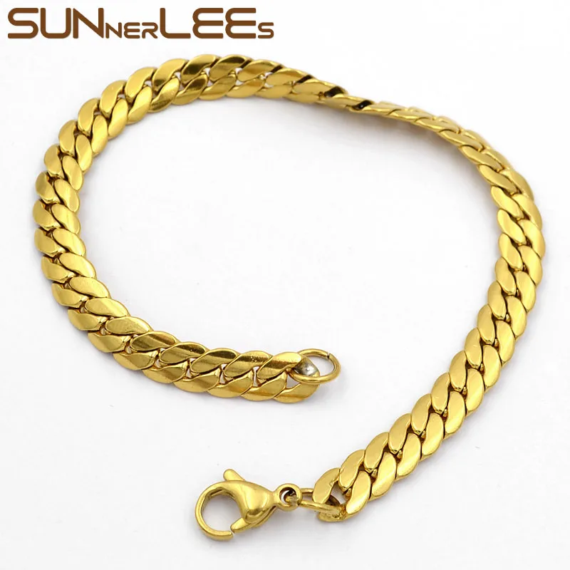 Браслет из нержавеющей стали SUNNERLEES 6 мм цепочка панцирного плетения в елочку