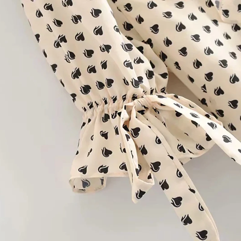 Chic Women Ruffles Dress 2019 Summer Ladies Lovely Heart Print Dresses Cute Girls Bow Layered Vestidos feminine clothes | Женская одежда