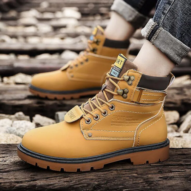 2019 Winter New Martin Boots Trend Size 46 Warm Tide Men Shoes Height-Increasing Artificial PU Flat Heel Sneakers | Обувь