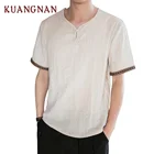 KUANGNAN китайский стиль льняная белая футболка мужская мода Harajuku уличная забавная Футболка мужская футболка хип-хоп Футболка мужская 2019