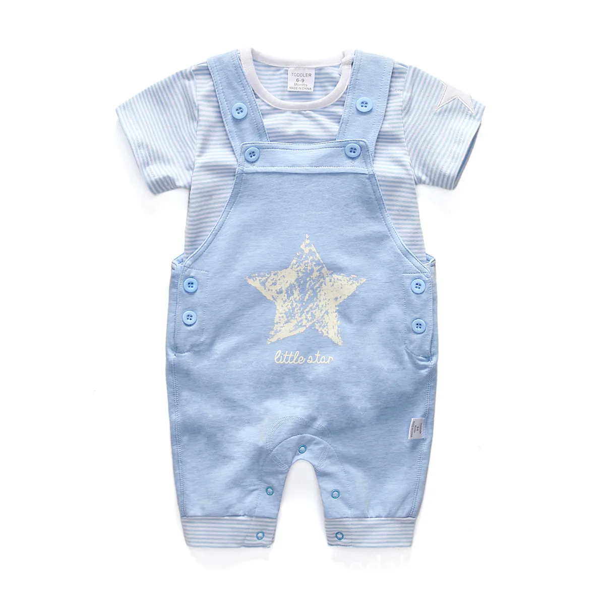 Summer cute twinkle stars Baby Boys girls Clothes Suits Infant Cotton sets Casual candy Blue Striped Shirt+Shorts 2pcs Sets | Детская