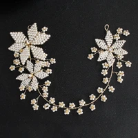 slbridal handmade golden rose gold crystal rhinestones pearls wedding hair accessories headdress bridal headband women jewelry