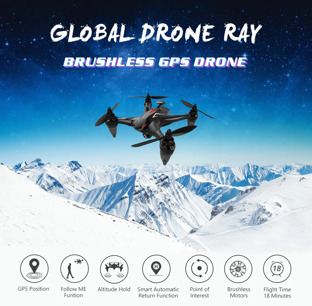 Global Drone Профессиональный бесщеточный Дрон Квадрокоптер gps следуем за мной долгое время Летающий Радиоуправляемый вертолет Дроны с камерой HD
