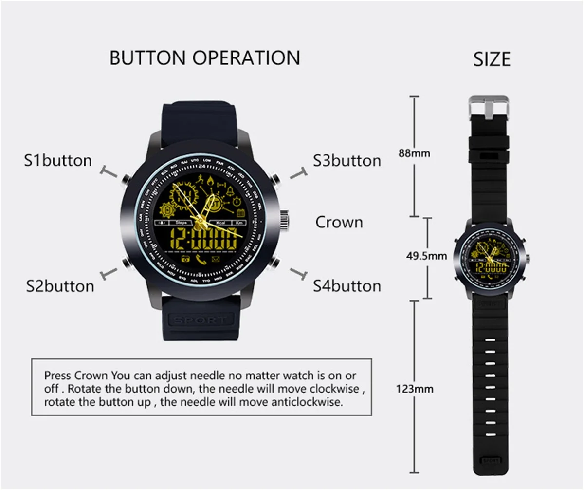 696 DX18 Waterproof GPS Multifunction Smart Watch 1.21 FSTN LCD Heart Rate Monitoring Sleep Monitoring Swim Sport Smart Bracelet