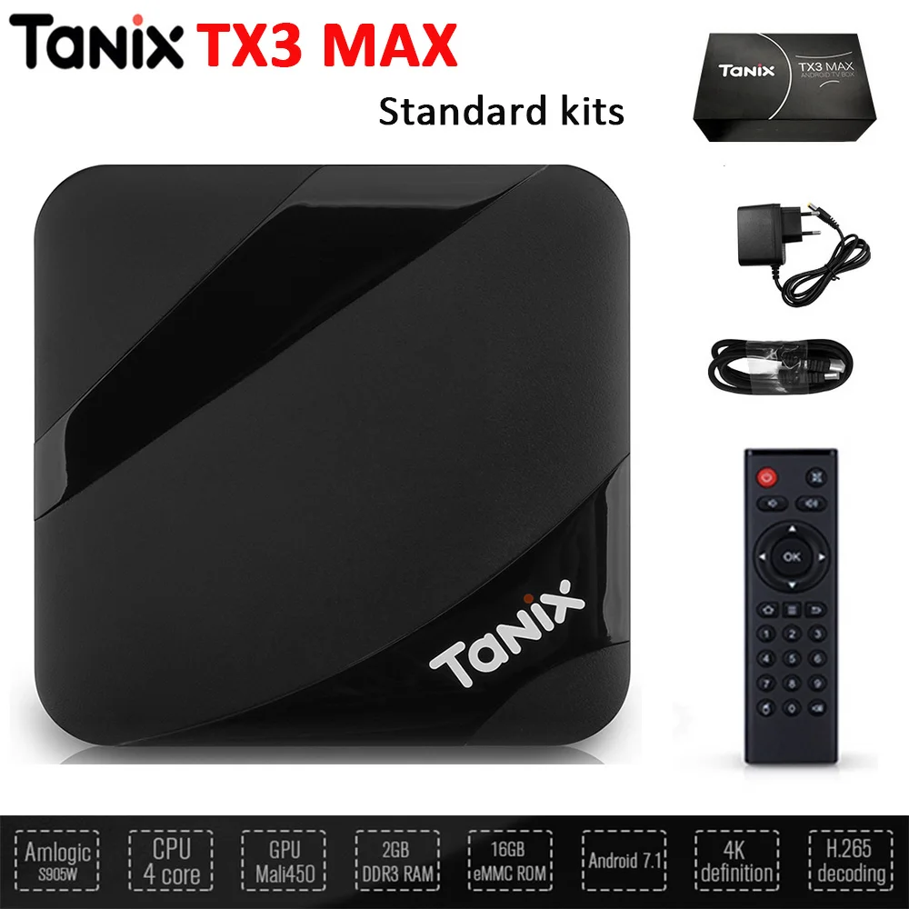 ТВ приставка Tanix TX3 Max Android 7 1 Amlogic S905W 2 Гб 16 Bluetooth HDMI H.265 4K медиаплеер PK