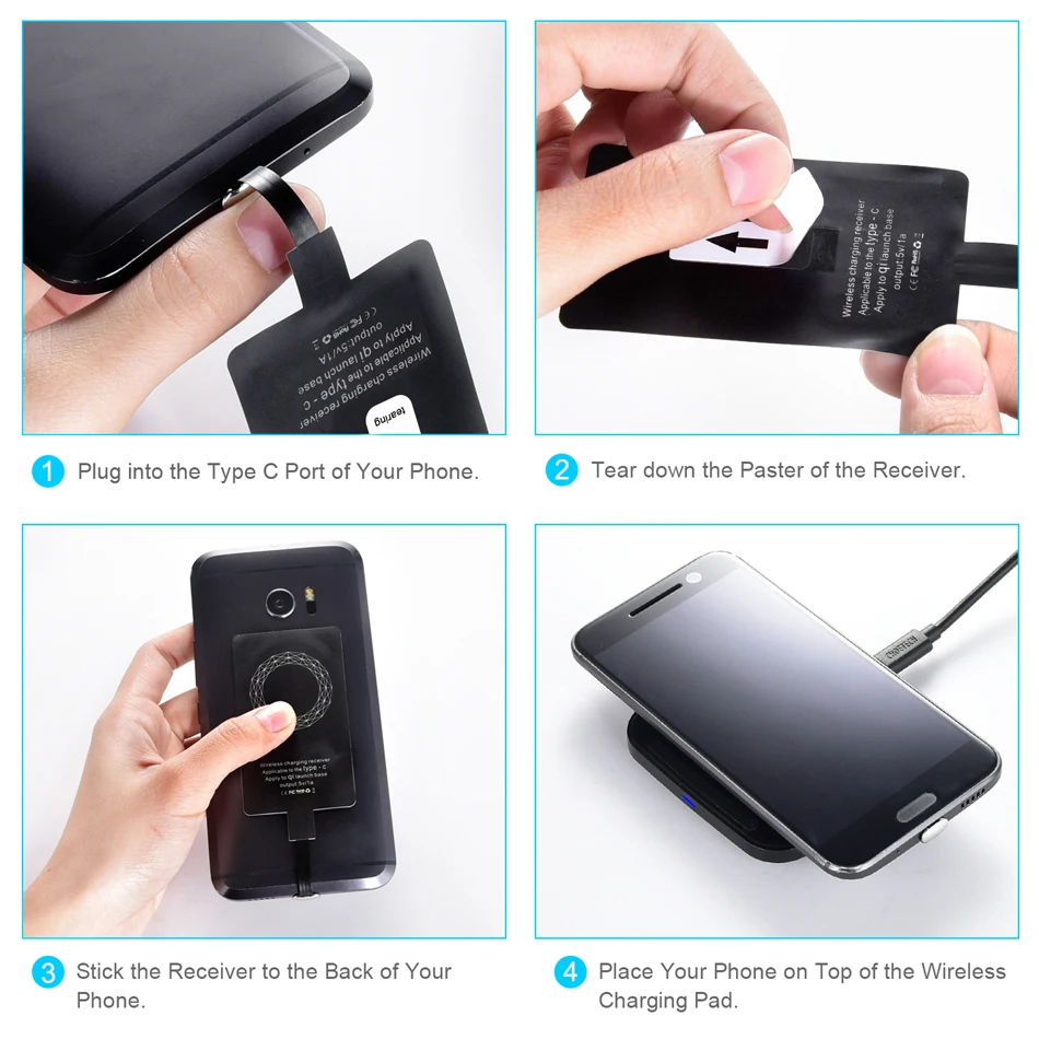 CHOETECH type C беспроводной зарядный приемник USB-C Qi зарядного устройства для LG V20/htc 10 и