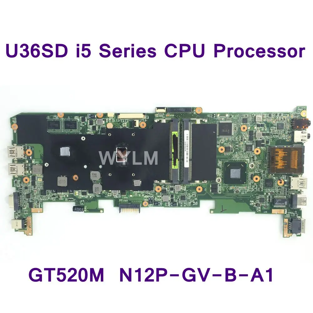 Процессор U36SD серии i5 для ASUS U36S U36SG U44SG материнская плата для ноутбука REV 2,1 Материнская плата GT520M N12P-GV-B-A1 DDR3 Протестирована