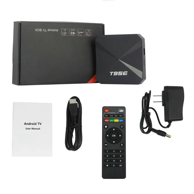 Android 5.1 Умные телевизоры коробка T95E RK3229 quad-core Cortex-A7 1 г/8 г 2.4 Wi-Fi kdplayer H.265 UHD 4 К TV Box