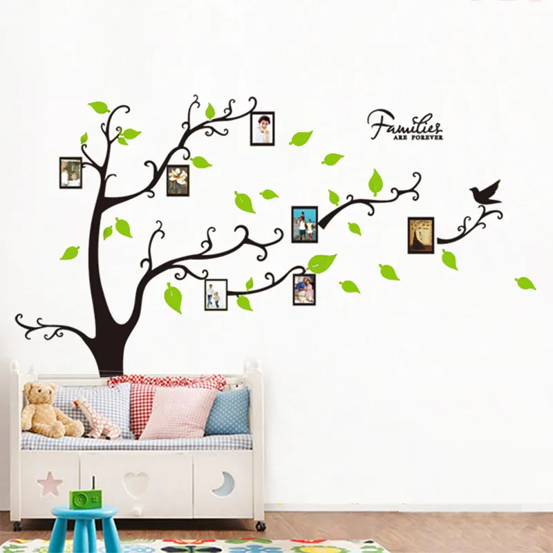 Large 200*250Cm/79*99in Black 3D DIY Photo Tree PVC Wall Decals/Adhesive Family Stickers Mural Art Home Decor | Дом и сад