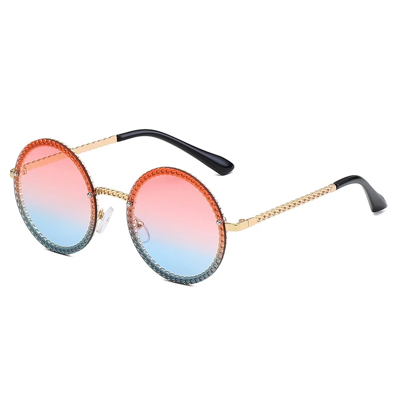 Брендовые Круглые Солнцезащитные очки для женщин без оправы Feamle Shades очков