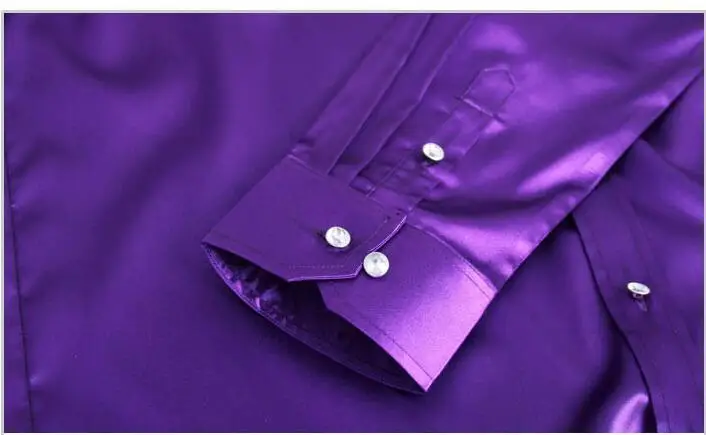 Весна осень новый стиль мужская шелковая рубашка с длинным рукавом Корейская для