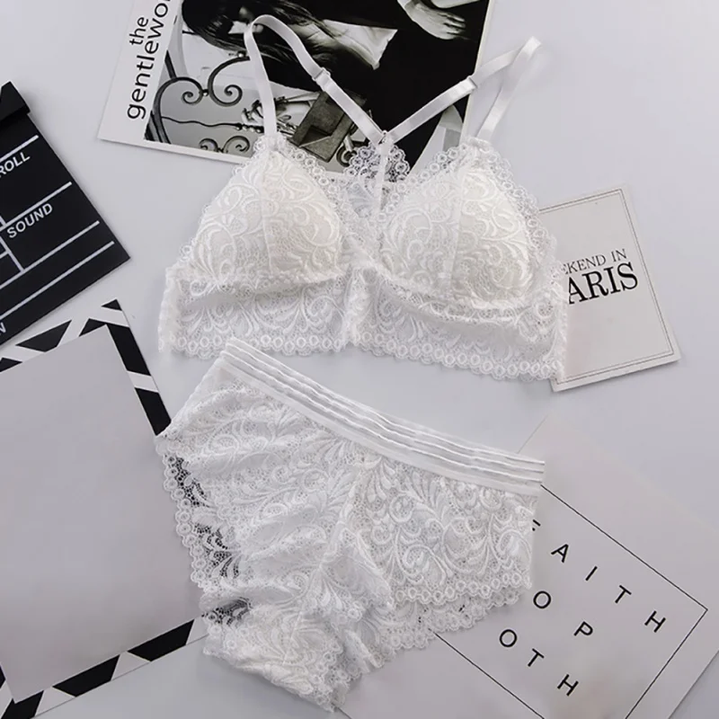

Кружевное пикантное тонкое нижнее белье пуш-ап с глубоким v-образным вырезом, винтажный однотонный комплект с бюстгальтером, бесшовный бюстгальтер с вышивкой, комплект беспроводного нижнего белья