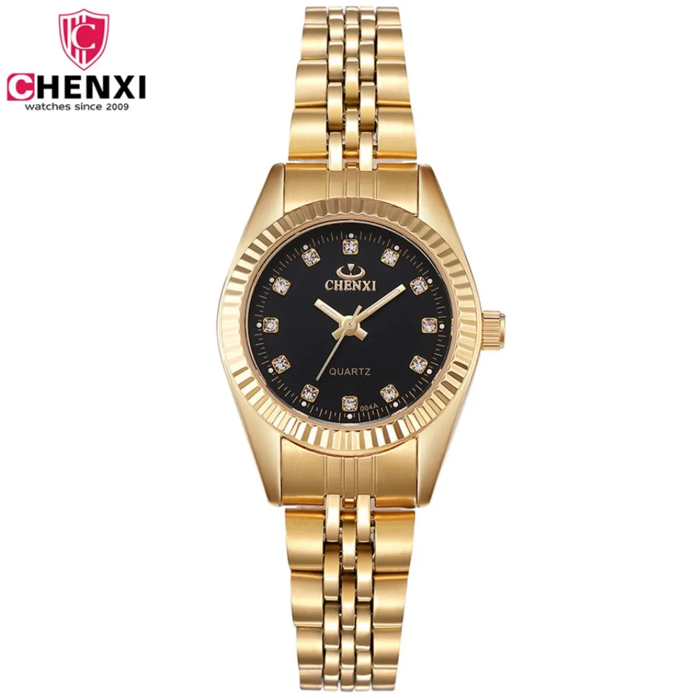 

Часы наручные CHENXI женские кварцевые, Классические Элегантные Роскошные водонепроницаемые, золотистые Серебристые