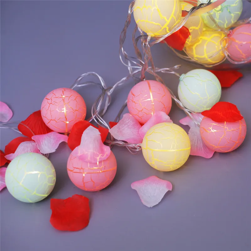 Battery Operated String Lights 2.5M 10 LED Crack Balls Fairy for Bedroom Garden Christmas Wedding Holiday Decoration | Лампы и
