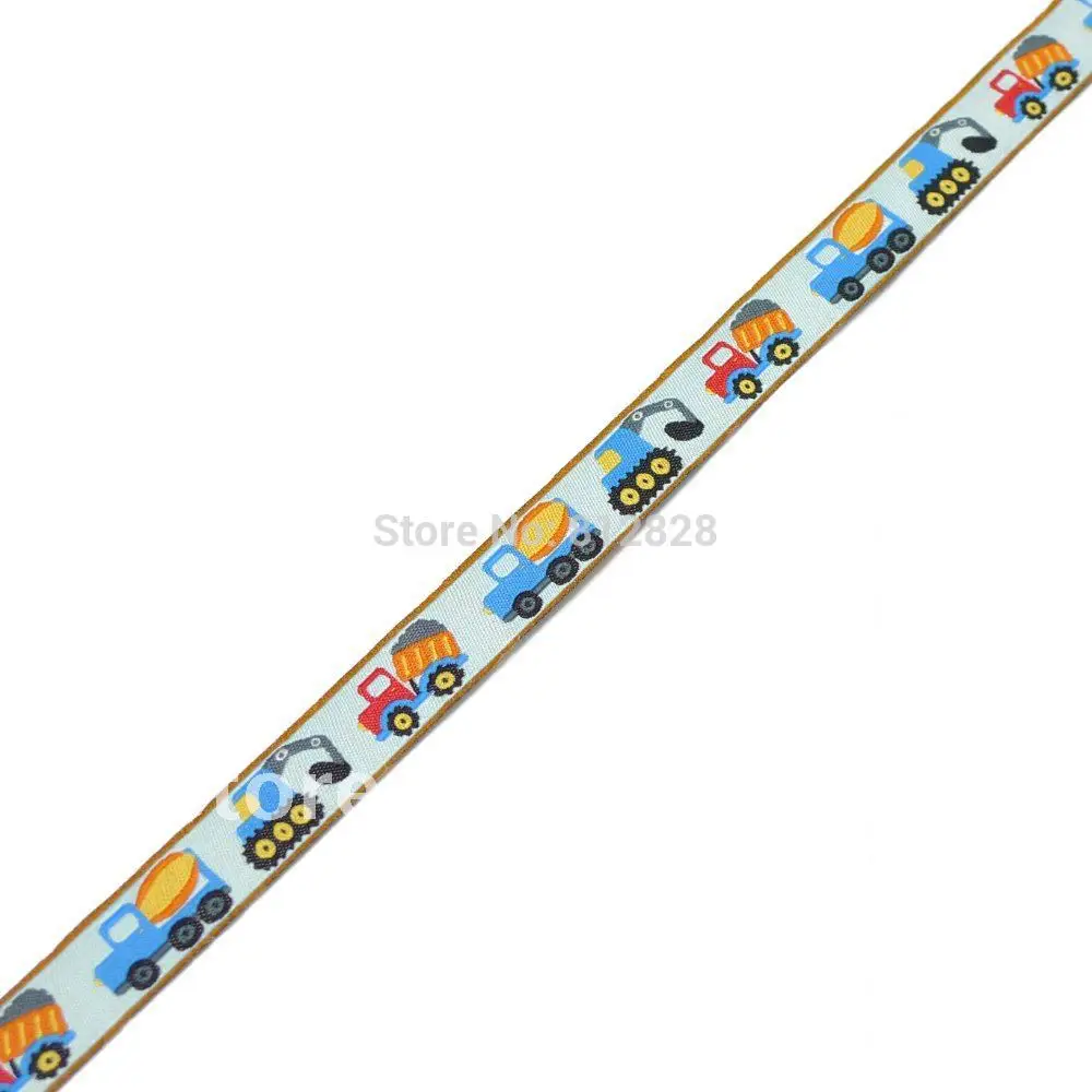 10 метров 5/8 ''Веселые автомобили строительные тканая жаккардовая лента