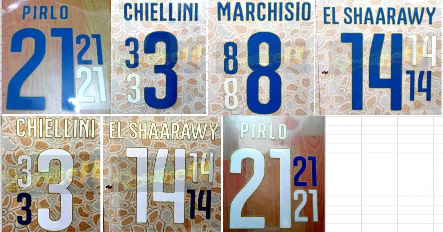 Италия Дом EL SHAARAWY CHIELLINI DE ROSSI MARCHISIO BALOTELLI Пирло nameset патч печать значок