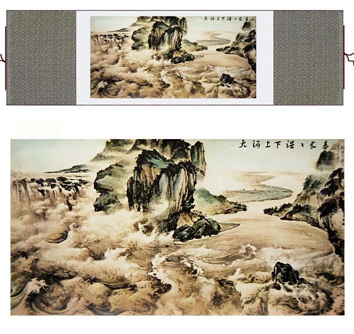 Пейзаж художественная живопись горы и реки художественная живопись высшего качества шелковая Живопись свиток пейзаж живопись на картинке