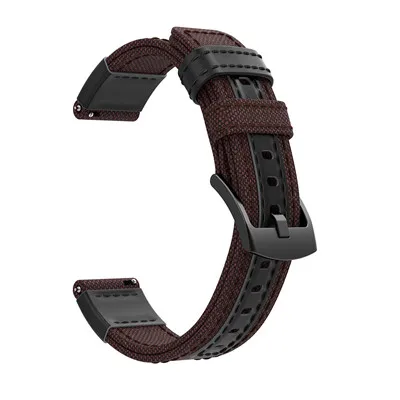 Brown Кожаный ремешок для наручных часов samsung Шестерни S3 Galaxy Watch 46mm Quick Release ремешок на запястье для huawei часы GT тканый нейлоновый плечевой ремень - Цвет: Brown