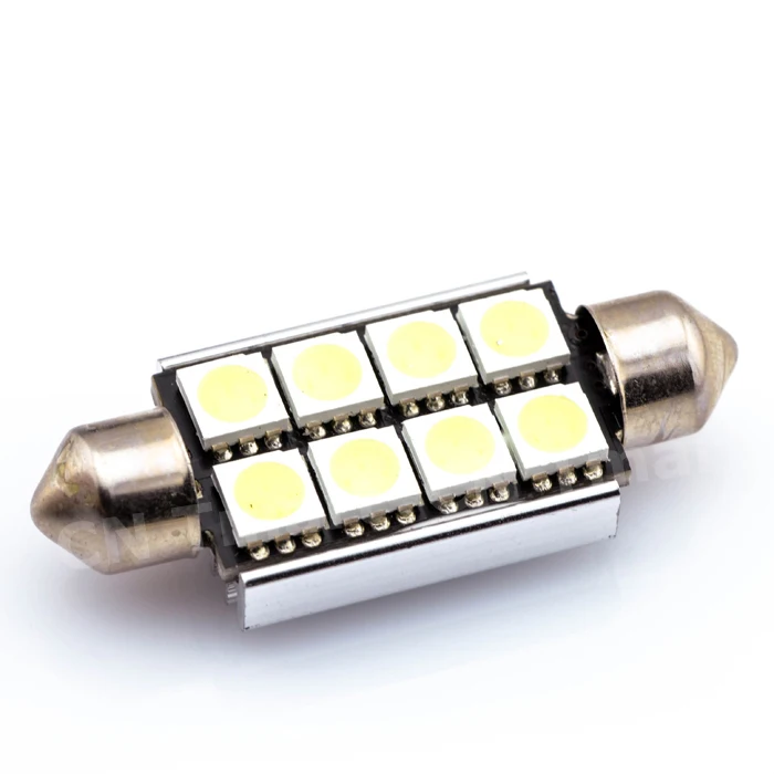Лучшая цена 42 мм 8 SMD 5050 Чистый белый купол гирлянда CANBUS ОШИБОК интерьер авто