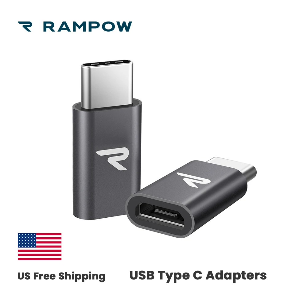 [2 шт./упак.] RAMPOW USB C адаптеры для huawei P20 lite быстрая зарядка usb type адаптер конвертер