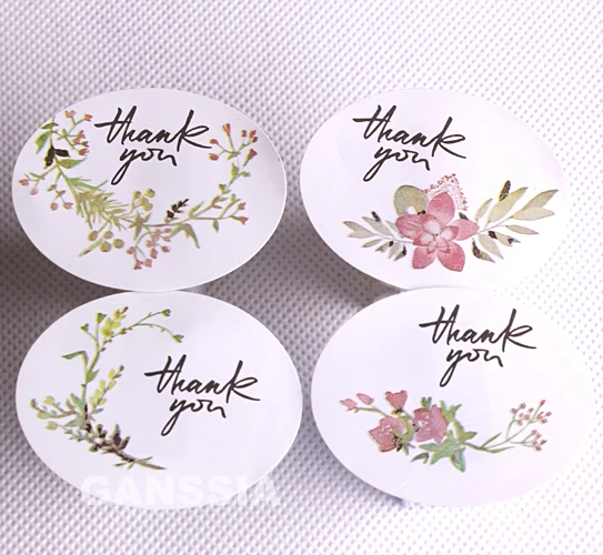 120 шт./лот новые винтажные наклейки с цветами и надписью Thank you Ellipse герметичная