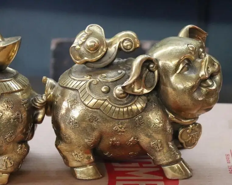 Китайский народный латунный Медь Благоприятный Лаки богатство жуй юаней Bao двух